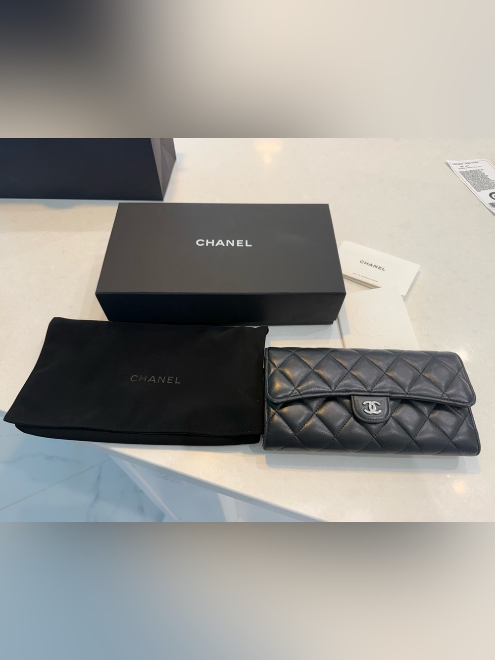 CHANEL Black Quilted Leather Wallet Clutch with Silver CC - Picture 2 of 7